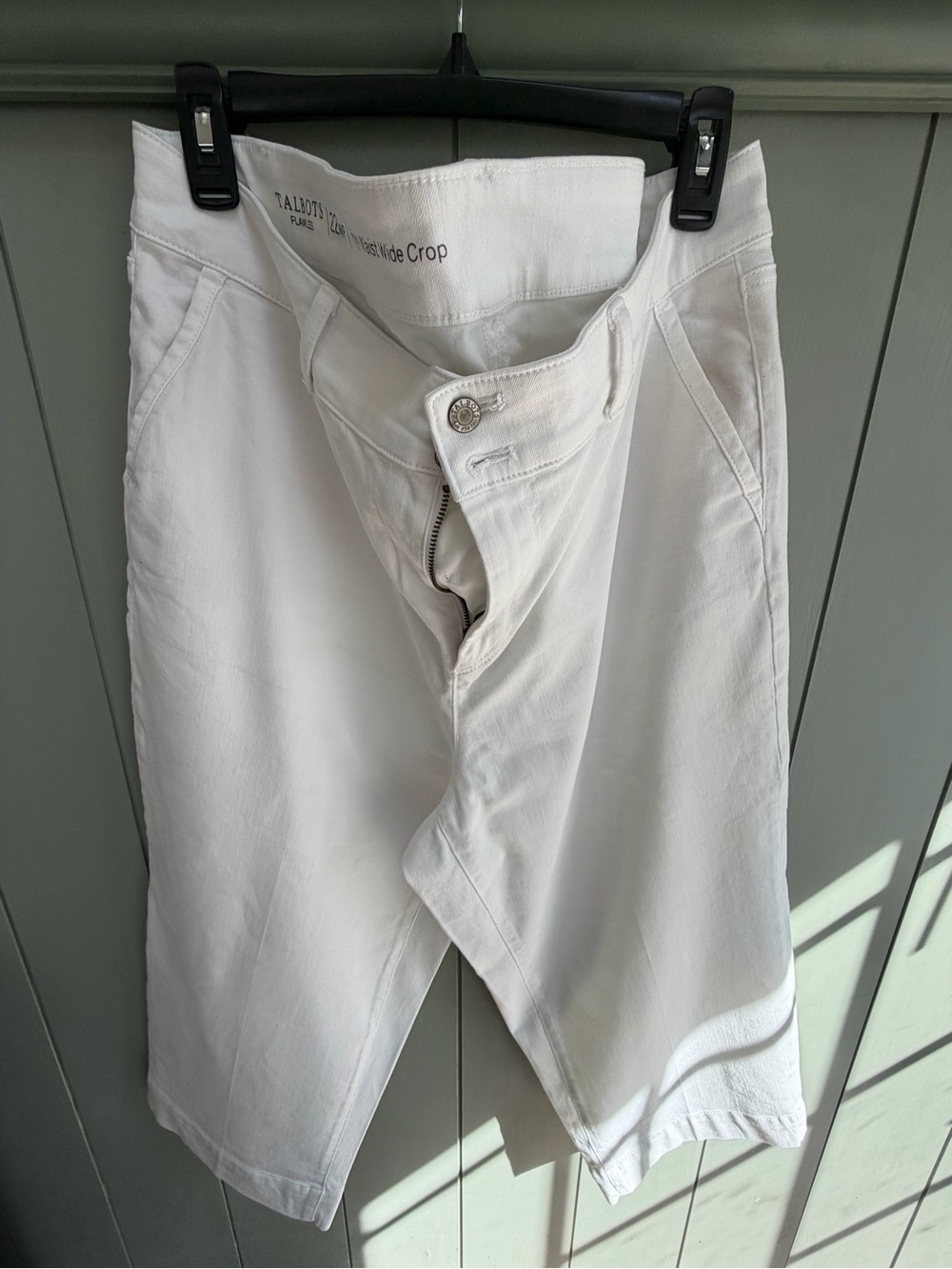 Talbots White Women Flat-Front Crop Pants